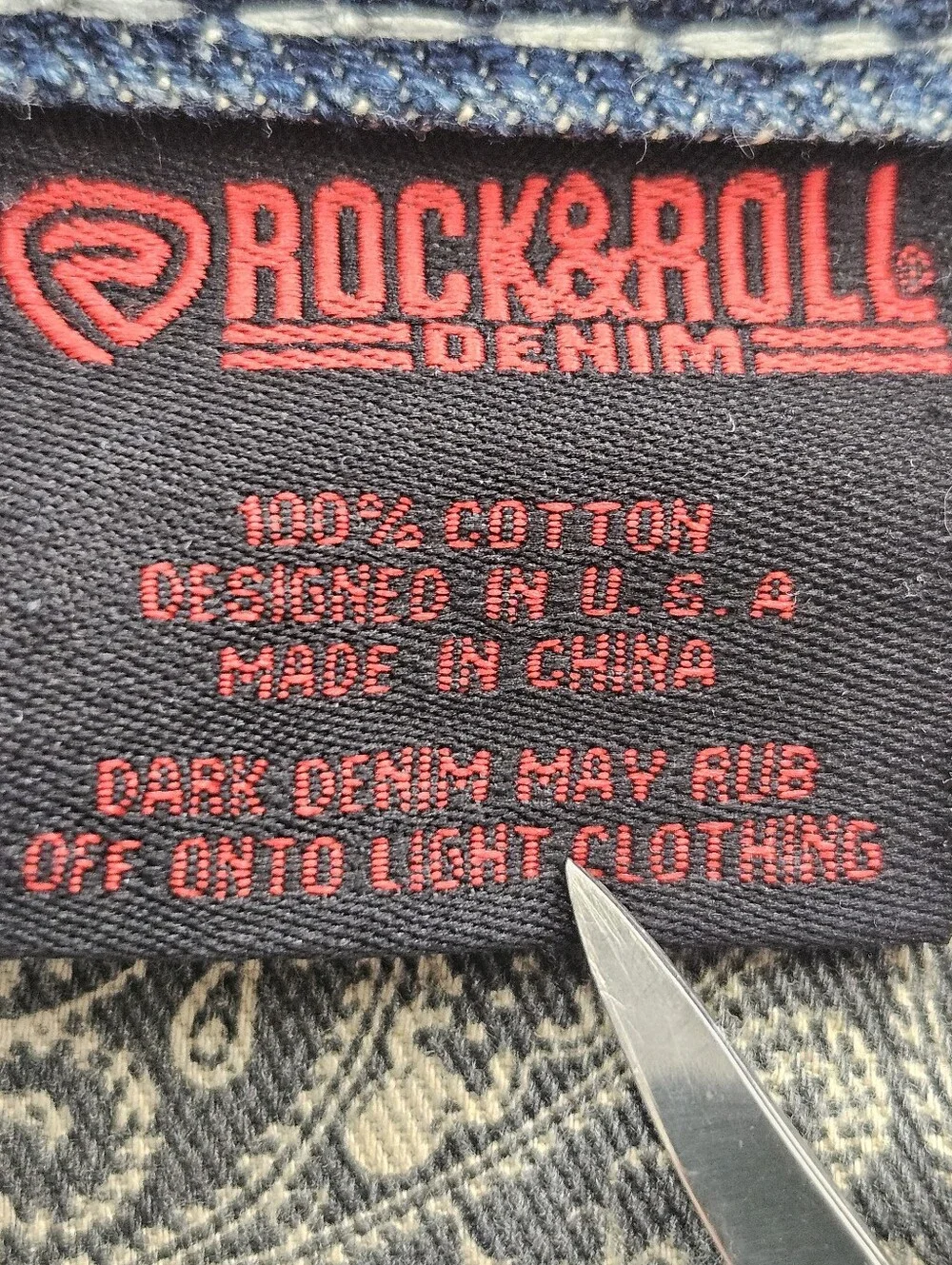 Rock & Roll Denim Men Pistol Bootcut Vtg Wash Ivory Top Stitching Jeans 33x32